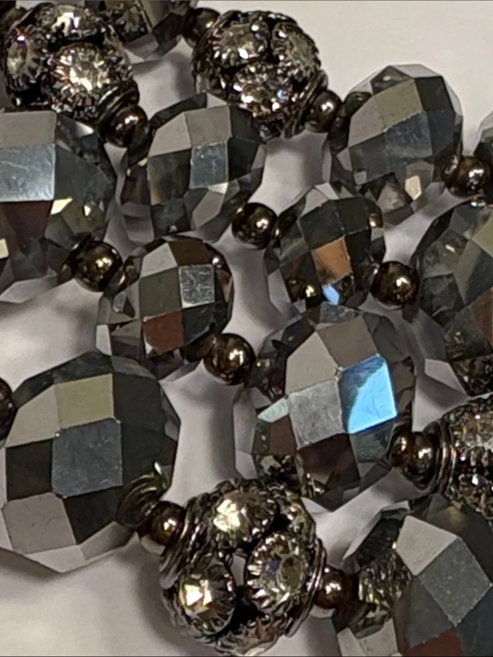 Dazzling Multi-Strand Faux Hematite Crystal Statement Necklace Sparkle X 100!